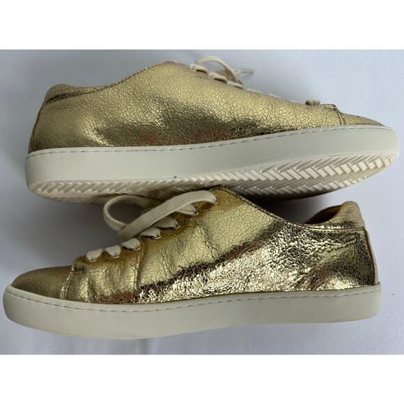 Les Souliers Sezane Size 10 Jack Gold Sneakers Trainers Shoe Metallic Designer - Picture 8 of 9